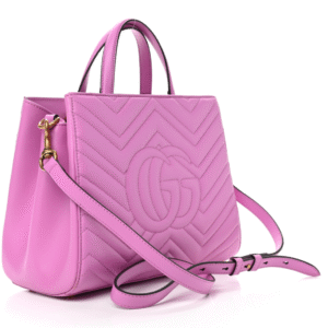GUCCI Calfskin Matelasse Small GG Marmont Tote Candy Pink | Luna Bags