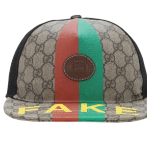 Gucci FAKE/NOT Logo Print Baseball Hat | Luna Bags