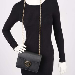 Gucci Womens Dollar Interlocking G Crossbody Black Leather Small | Luna Bags