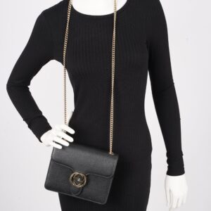 Gucci Womens Dollar Interlocking G Crossbody Black Leather Small | Luna Bags