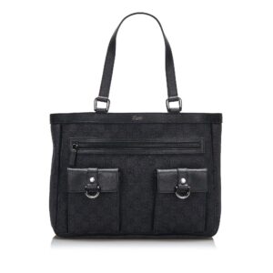 Gucci Abbey D-Ring Tote Bag Black GG Canvas | Luna Bags