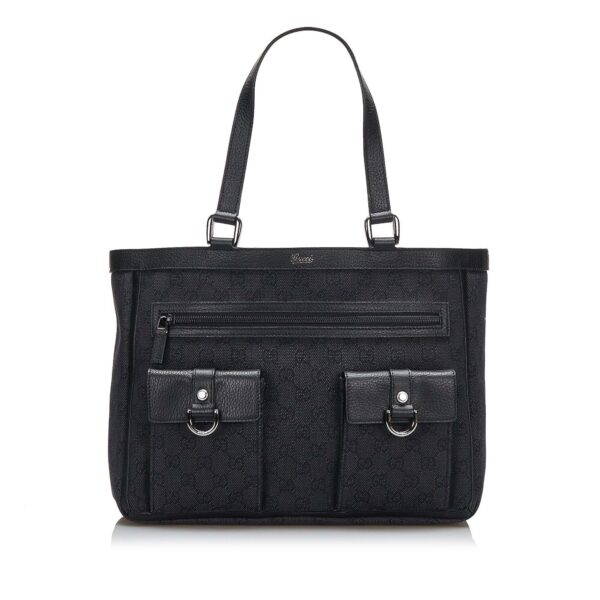 Gucci Abbey D-Ring Tote Bag Black GG Canvas | Luna Bags