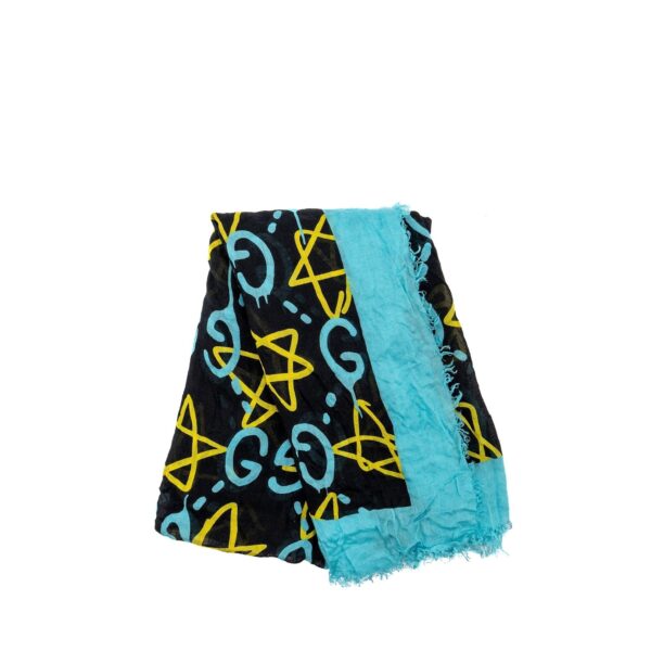 Gucci 140x140 cm  Ghost With GG print Star Modal/Silk Scarf Black /Blue Multicolour | Luna Bags