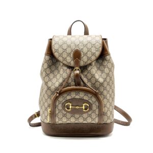 Gucci 1955 Horsebit backpack GG supreme canvas / calfskin brown GHW | Luna Bags