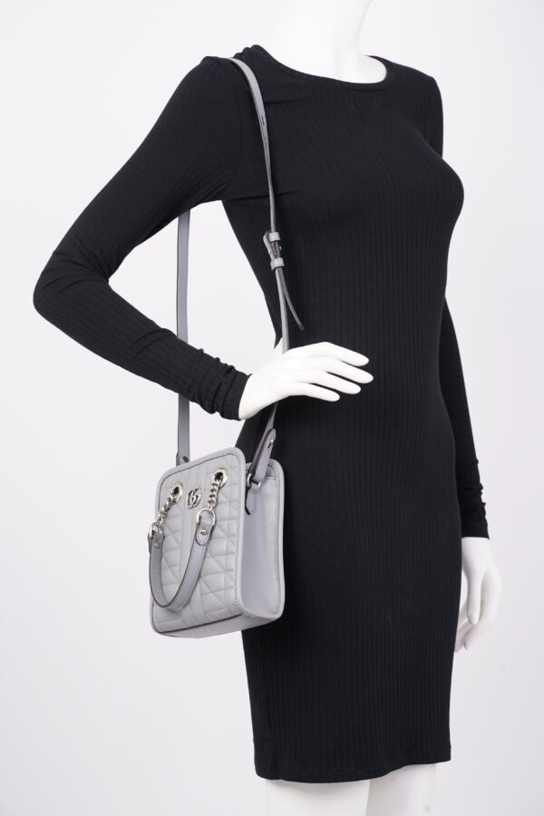 Gucci Womens GG Marmont Shoulder Bag Grey Leather Mini | Luna Bags