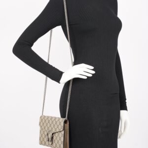 Gucci Womens Dionysus GG Chain Wallet Brown Canvas | Luna Bags
