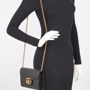 Gucci Womens GG Marmont Bag Black Matelasse Mini | Luna Bags