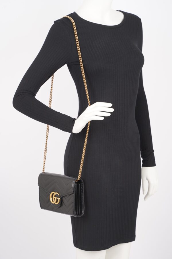 Gucci Womens GG Marmont Bag Black Matelasse Mini | Luna Bags