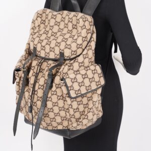 Gucci Womens GG Backpack Beige Wool | Luna Bags