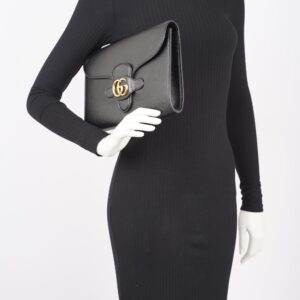 Gucci Womens Marmont Clutch Bag Black / Gold | Luna Bags