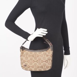 Gucci Womens Vintage Horsebit Canvas Shoulder Bag Brown Small | Luna Bags
