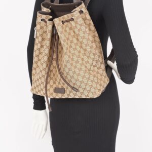 Gucci Womens GG Drawstring Backpack Brown | Luna Bags