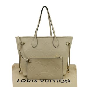 LOUIS VUITTON Neverfull MM Monogram Empreinte Tote Bag Beige | Luna Bags