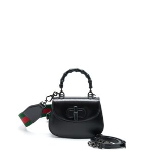 Gucci Bamboo 1947 Mini Top Handle Bag Black With Black Hardware | Luna Bags
