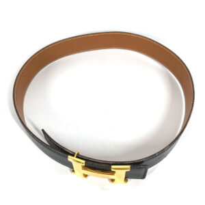 HERMES belt Calf leather Black x Leather H belt Constance Women 65 Used | Luna Bags