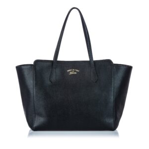 Gucci Black Others Leather Swing Tote Bag Italy | Luna Bags