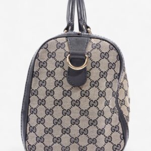 Gucci Boston Bag GG Supreme / Navy Blue / Red Canvas Medium | Luna Bags