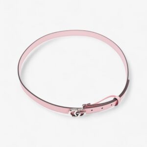Gucci GG Marmont Thin Belt Pink / Silver Leather 100cm/ 95" | Luna Bags
