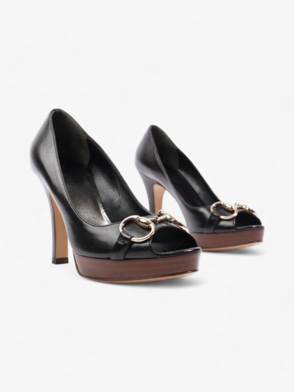 Gucci Horsebit Open Toe Heels 90 Black Leather EU 35.5 UK 2.5 | Luna Bags