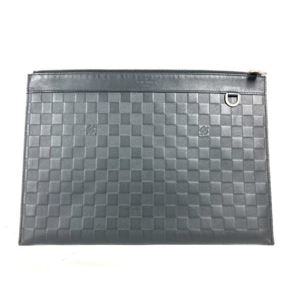 LOUIS VUITTON Clutch bag N60112 Damier Anfini Leather black Damier Anfini Pochette Discovery mens Used | Luna Bags