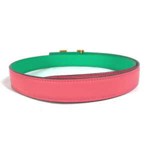 HERMES belt Epsom, Swift Pink x green Constance reversible H belt Women 75 Used | Luna Bags