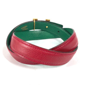 HERMES belt leather Red x green By color H belt Women 60 Used | Luna Bags