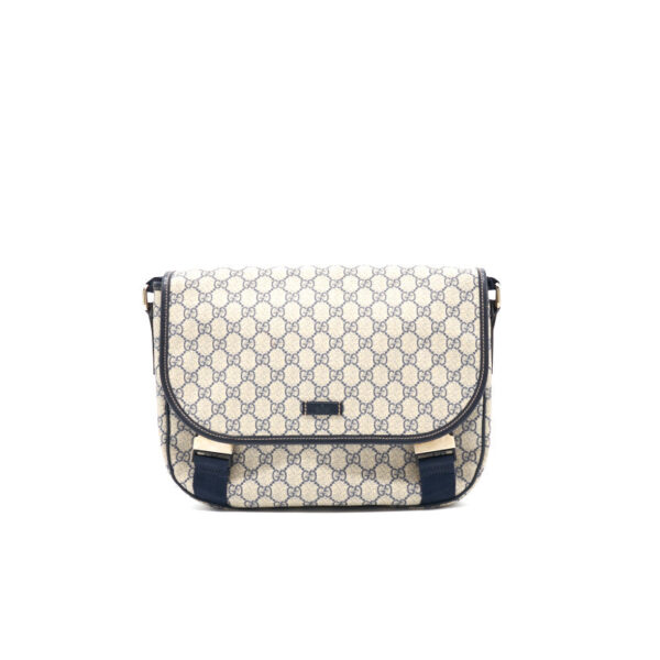 Gucci Beige/Brown GG Canvas and Leather Web Flap Messenger Bag | Luna Bags