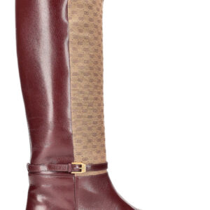 GUCCI Mini GG Canvas Leather Boots Burgundy | Luna Bags