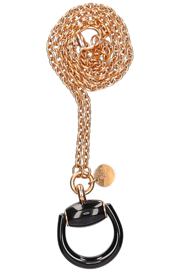 GUCCI Horsebit Necklace Gold Onyx | Luna Bags