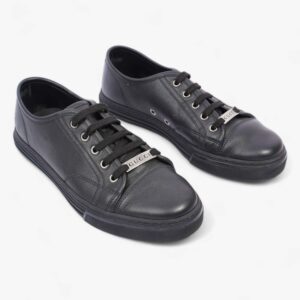 Gucci Low Top Sneaker Black Leather EU 39 UK 5 | Luna Bags