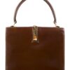 Gucci 1969 Sylvie chestnut brown leather top handle Kelly bag with a gold zipper accent | Luna Bags - Image 4