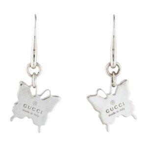 Gucci Butterfly Drop Earrings in Sterling Silver | Luna Bags