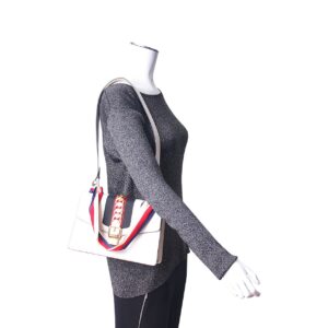 GUCCI Leather Sylvie Small Shoulder Bag White | Luna Bags