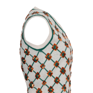 GUCCI Garden GG Knit Top Wool Sequins Green White | Luna Bags