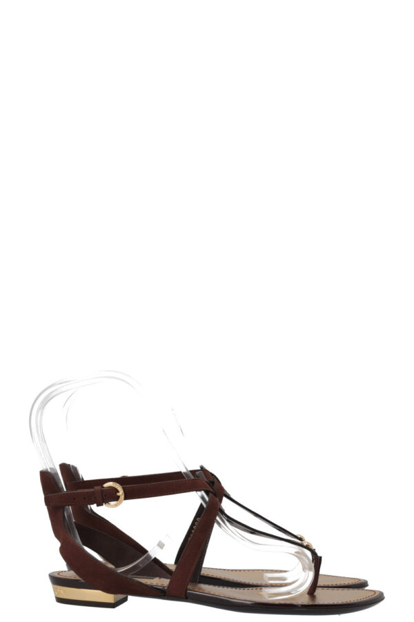 LOUIS VUITTON Flats Leather Suede Brown Gold | Luna Bags