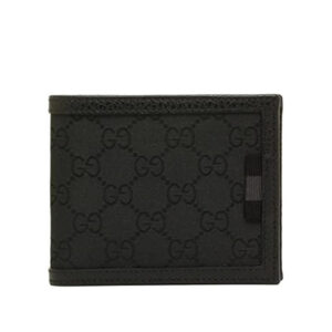Gucci 260987 1147 Men's Black GG Canvas / Leather Bi-Fold Wallets (GGMW2023) | Luna Bags
