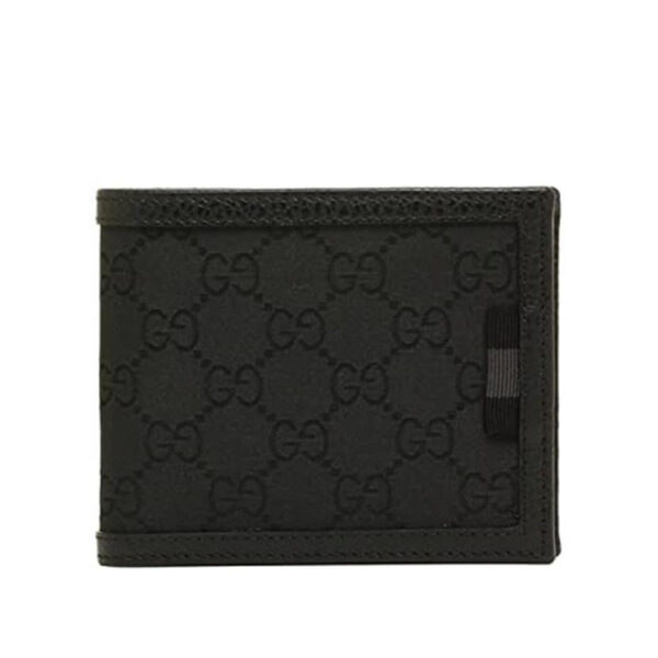 Gucci 260987 1147 Men's Black GG Canvas / Leather Bi-Fold Wallets (GGMW2023) | Luna Bags