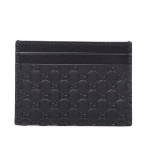 Gucci 262887 525040 Men's Black Micro Guccissia Embossed Leather Credit Cards Holder (GGMW2024) | Luna Bags