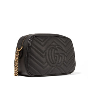 Gucci 447632 520981 Women's Black Quilted Leather GG Marmont Shoulder bag (GG2069) | Luna Bags