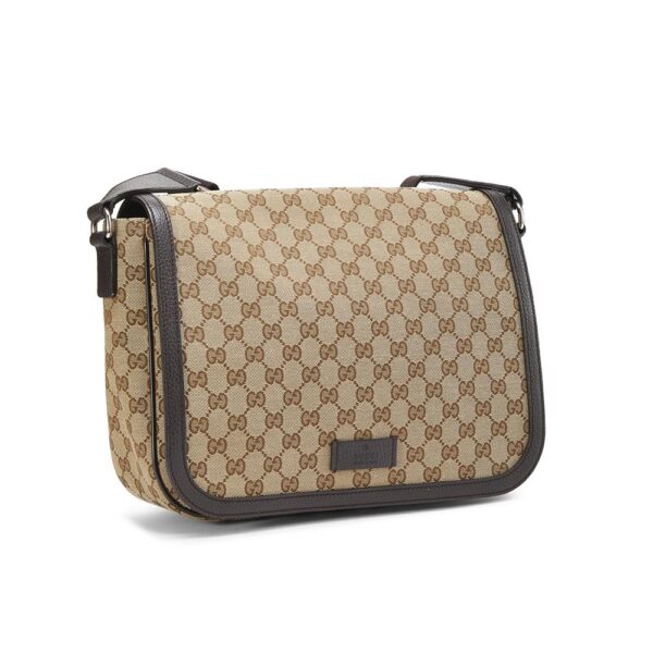 Gucci 449171 622011 Unisex Beige & Brown Canvas / Calf-Skin Leather Messenger Bag (GG2060) | Luna Bags