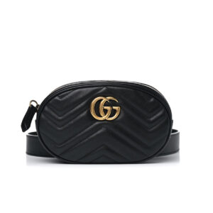 Gucci 476434 DSVRT 1000 Marmont 2.0 Women's Black Matelasse Leather Belt Bag (GG2071) | Luna Bags