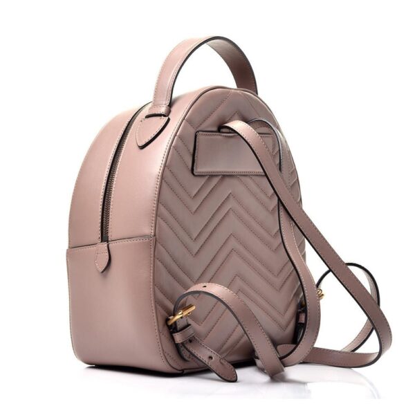 Gucci 476671 001998 GG Marmont Women's Beige Matelasse Leather Backpack (GG2063) | Luna Bags