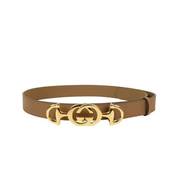 Gucci  Women's Taupe Calf-Skin Leather Belt (GGWB1000) | Luna Bags