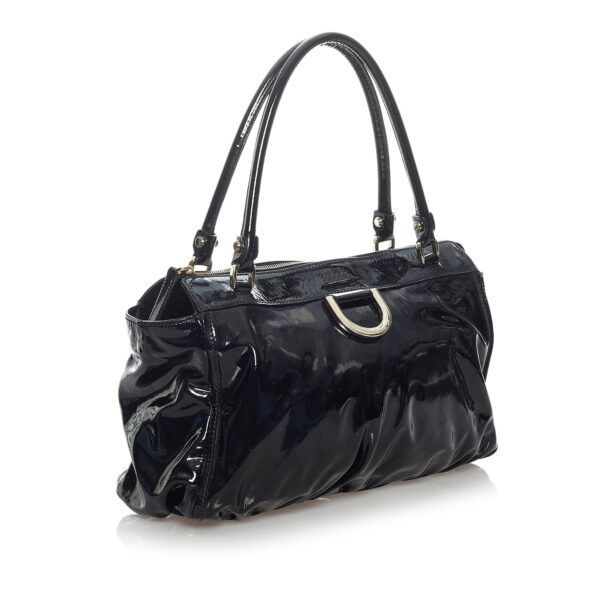 Gucci Abbey D-Ring Patent Leather Shoulder Bag (SHG-30321) | Luna Bags