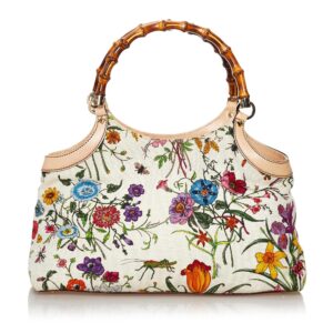 Gucci Bamboo Flora Canvas Handbag | Luna Bags