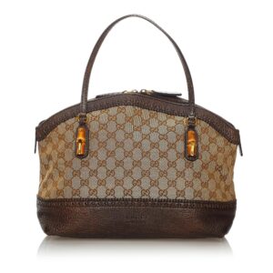 Gucci Bamboo GG Canvas Crafty Handbag | Luna Bags