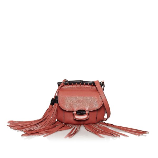 Gucci Bamboo Nouveau Fringe Leather Crossbody Bag | Luna Bags