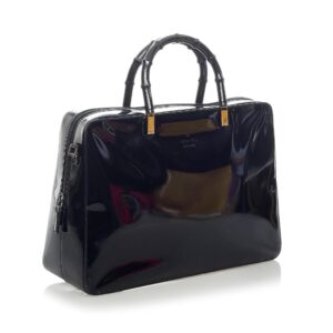 Gucci Bamboo Patent Leather Satchel (SHG-33474) | Luna Bags