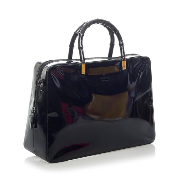 Gucci Bamboo Patent Leather Satchel (SHG-33474) | Luna Bags