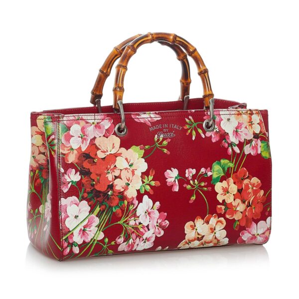 Gucci Flora Bamboo Shopper Leather Satchel | Luna Bags